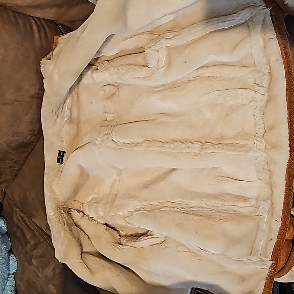 Leather Sherpa Jackets, Womens Large, Camel Color - Picture 10 of 14
